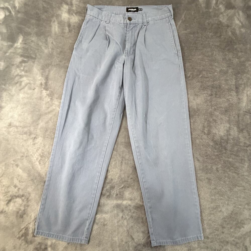 RSQ Men's Light Blue Chino Pants Cotton Baggy Pleated Button Zip Pockets 30